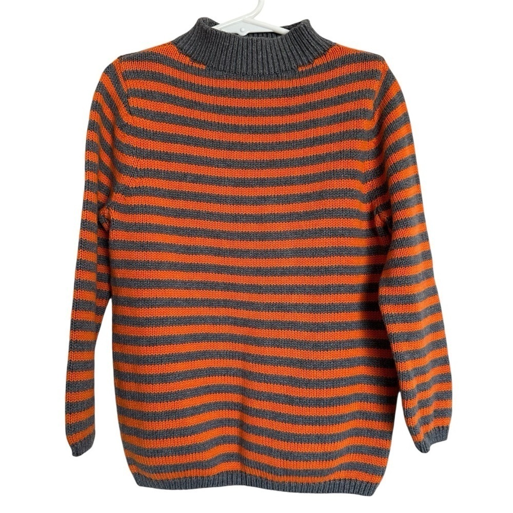 Mini Boden Knit Striped Cotton Orange Sweater Size 5-6Y